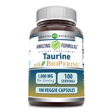 Amazing Nutrition Taurine Bioperine — bouteille avec capsules végétales, énergie et concentration potentielles.
