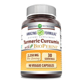 Amazing Nutrition Turmeric Curcumin Bioperine, bouteille de 90 gélules prête à l emploi.