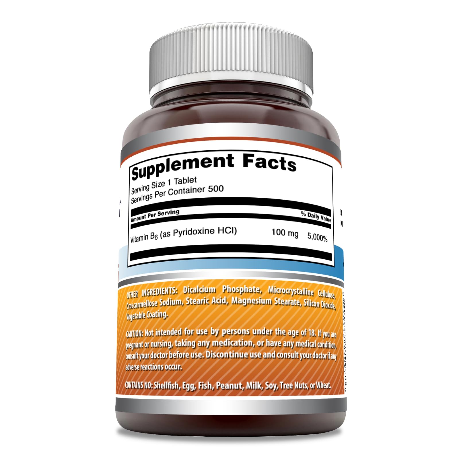 Boîte Amazing Nutrition vitamine B6 de 500 tablettes prête pour l'utilisation quotidienne