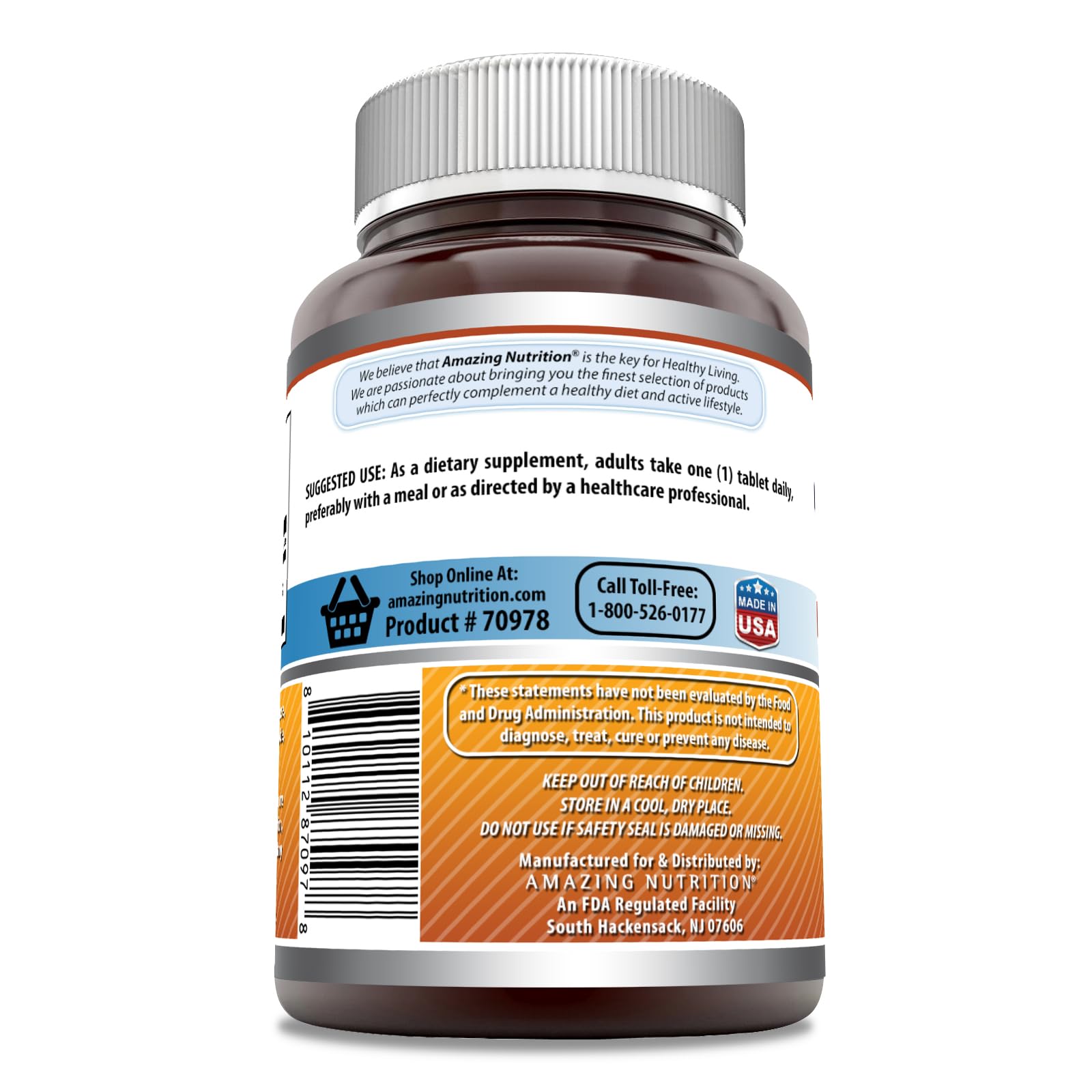 Étiquette Amazing Nutrition B6 indiquant dosage et conseils d'utilisation