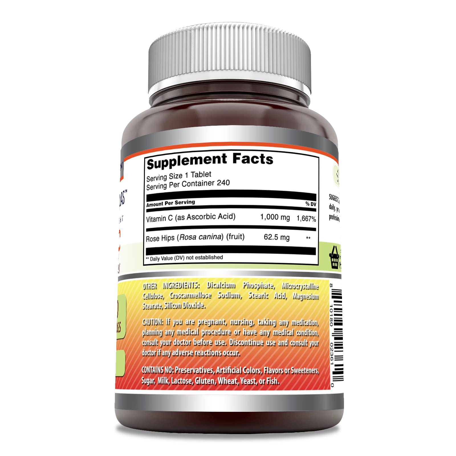 Amazing Nutrition Vitamine C Cynorrhodon – etiquette claire sur le flacon