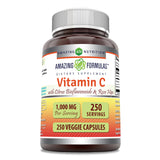 Amazing Nutrition Vitamine C avec cynorrhodons et bioflavonoïdes, bouteille colorée pour soutien énergétique potentiel.