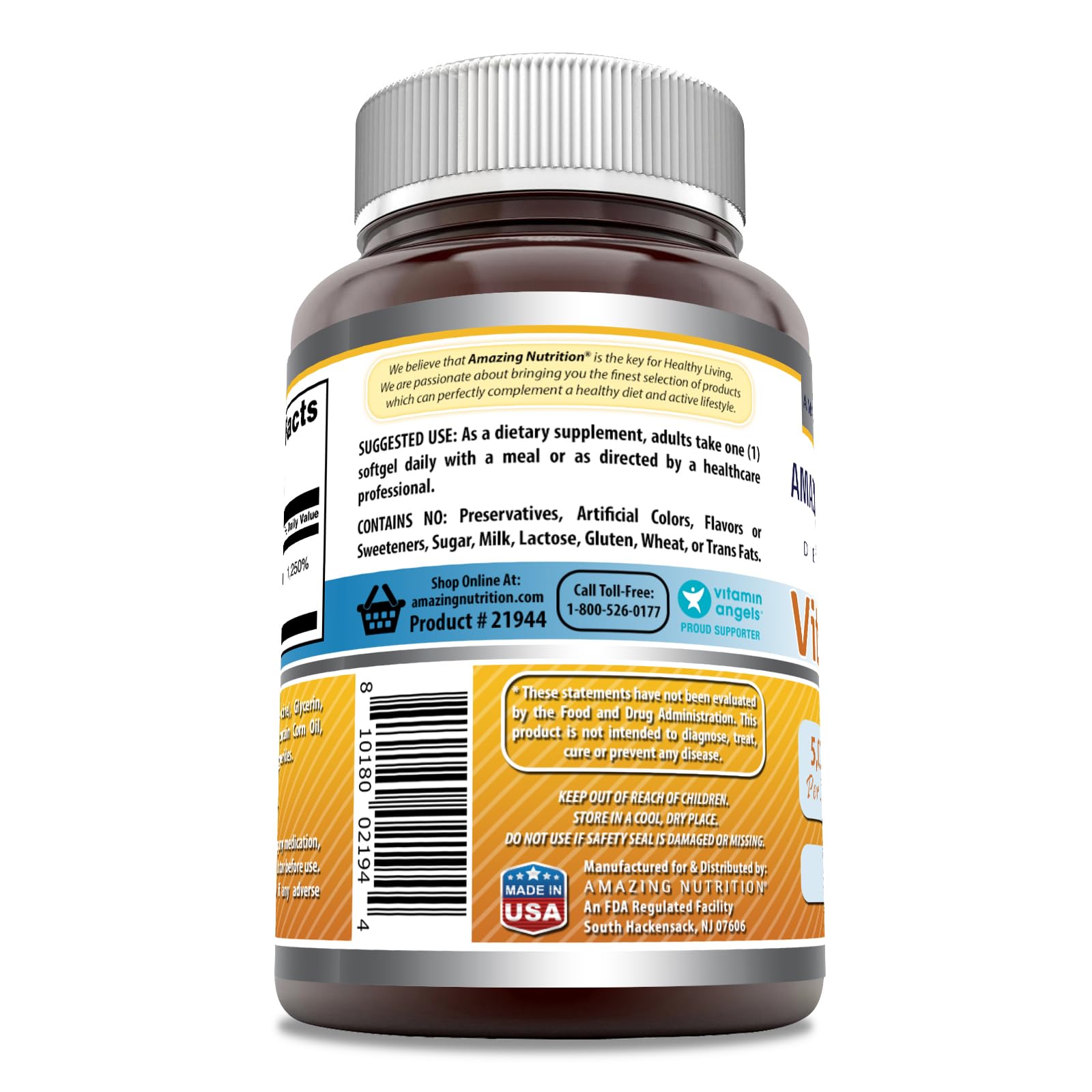 Amazing Nutrition Certificat de test tiers sur l'emballage