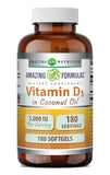 Amazing Nutrition Vitamine D3 avec huile de coco : bouteille claire et facile à prendre.
