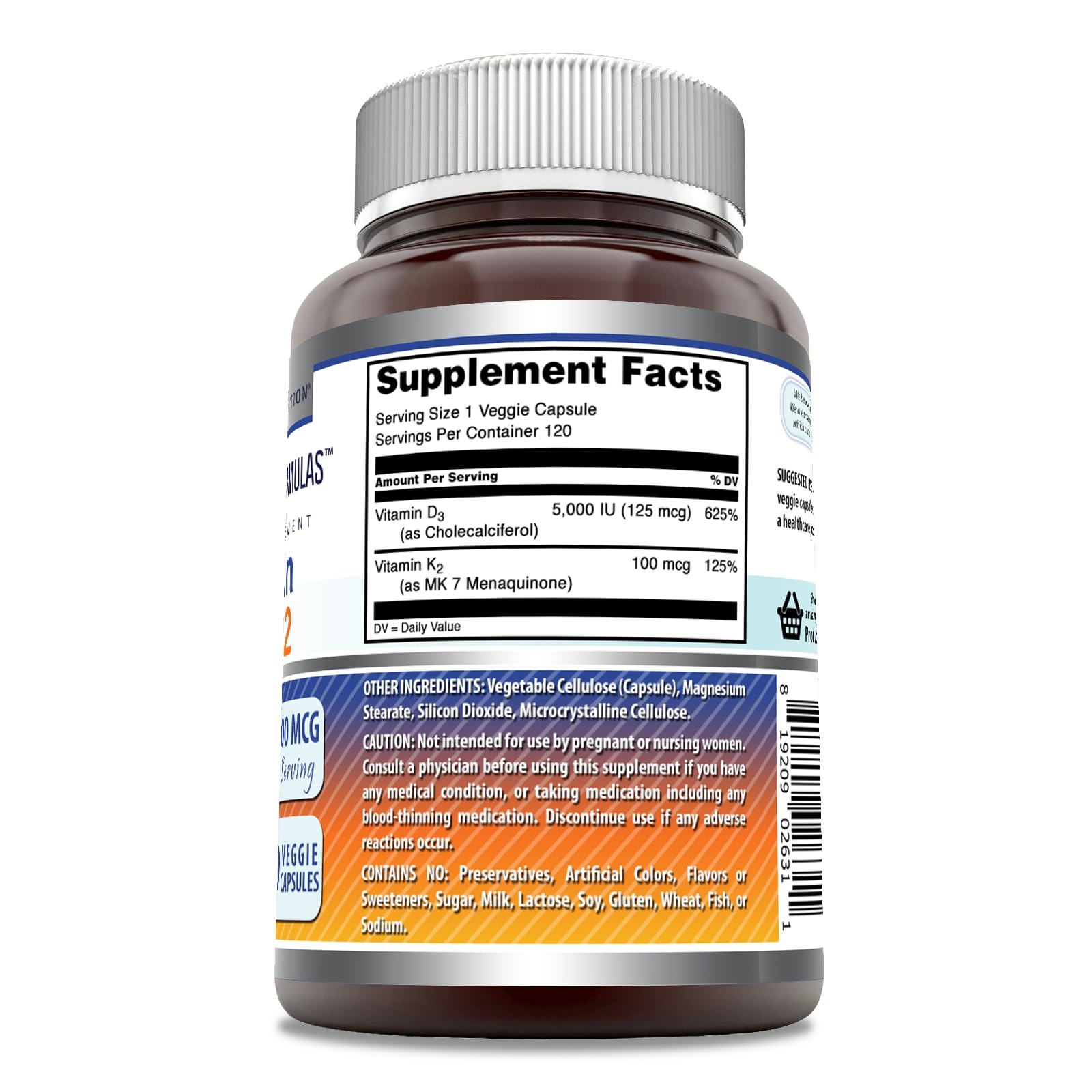 Amazing Nutrition Vitamine D3-K2, capsules végétales visibles, usage quotidien possible.