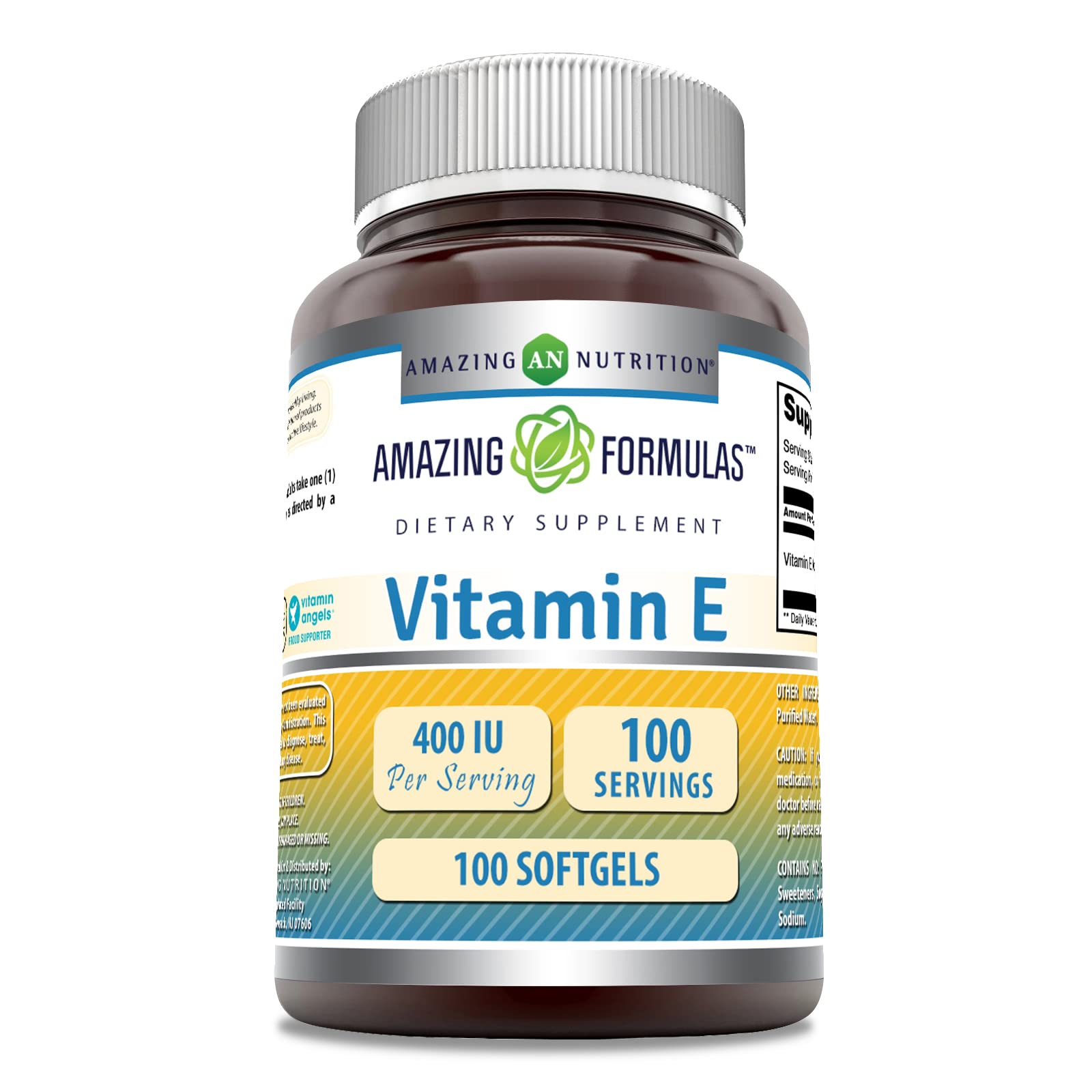 Amazing Nutrition vitamine E 400 UI – bouteille, soutien antioxydant quotidien et pureté garantie