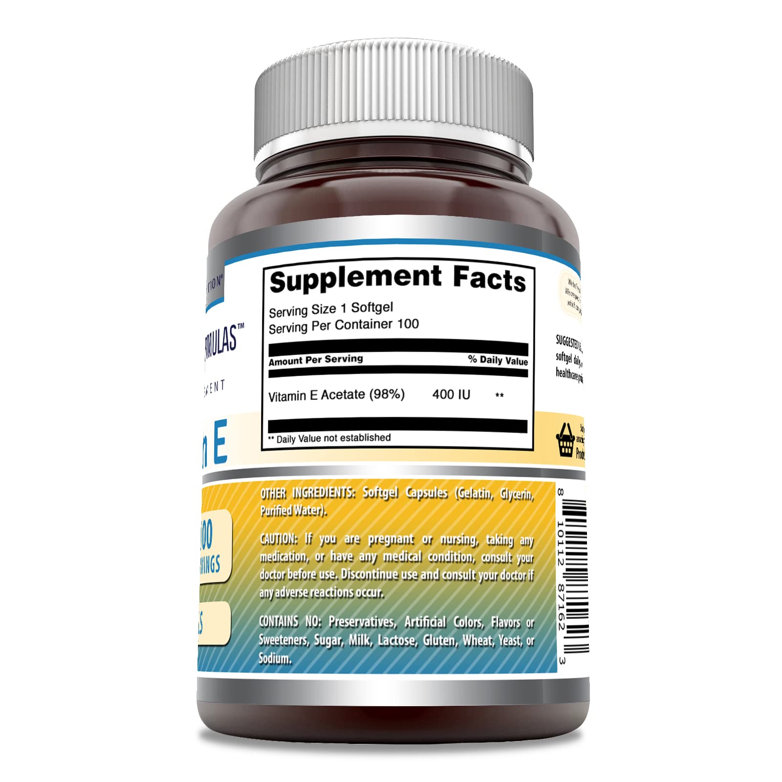 Amazing Nutrition vitamine E 400 UI – gélules faciles à avaler pour une posologie pratique