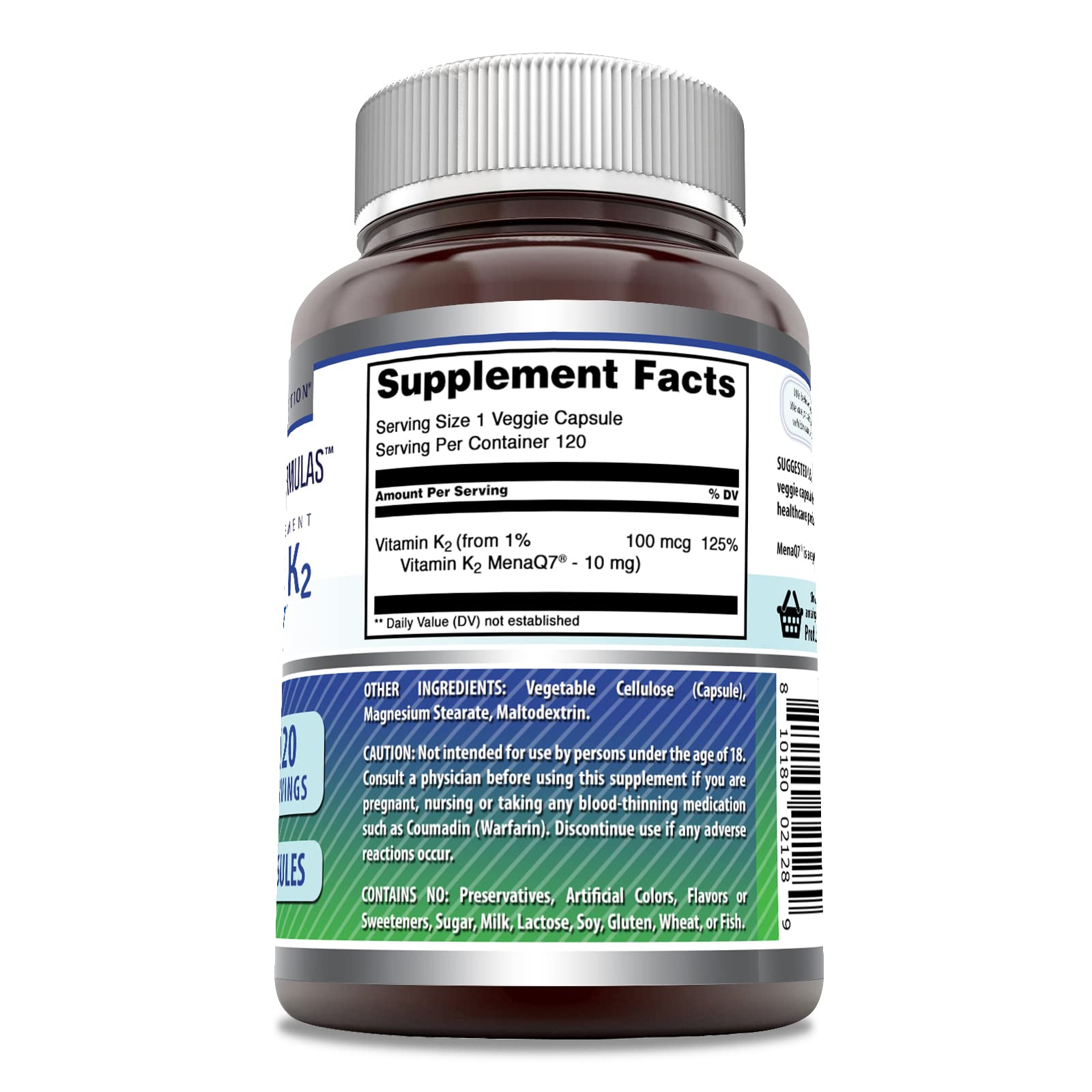 Étiquette sans OGM sur Amazing Nutrition K2 MenaQ7, choix sûr