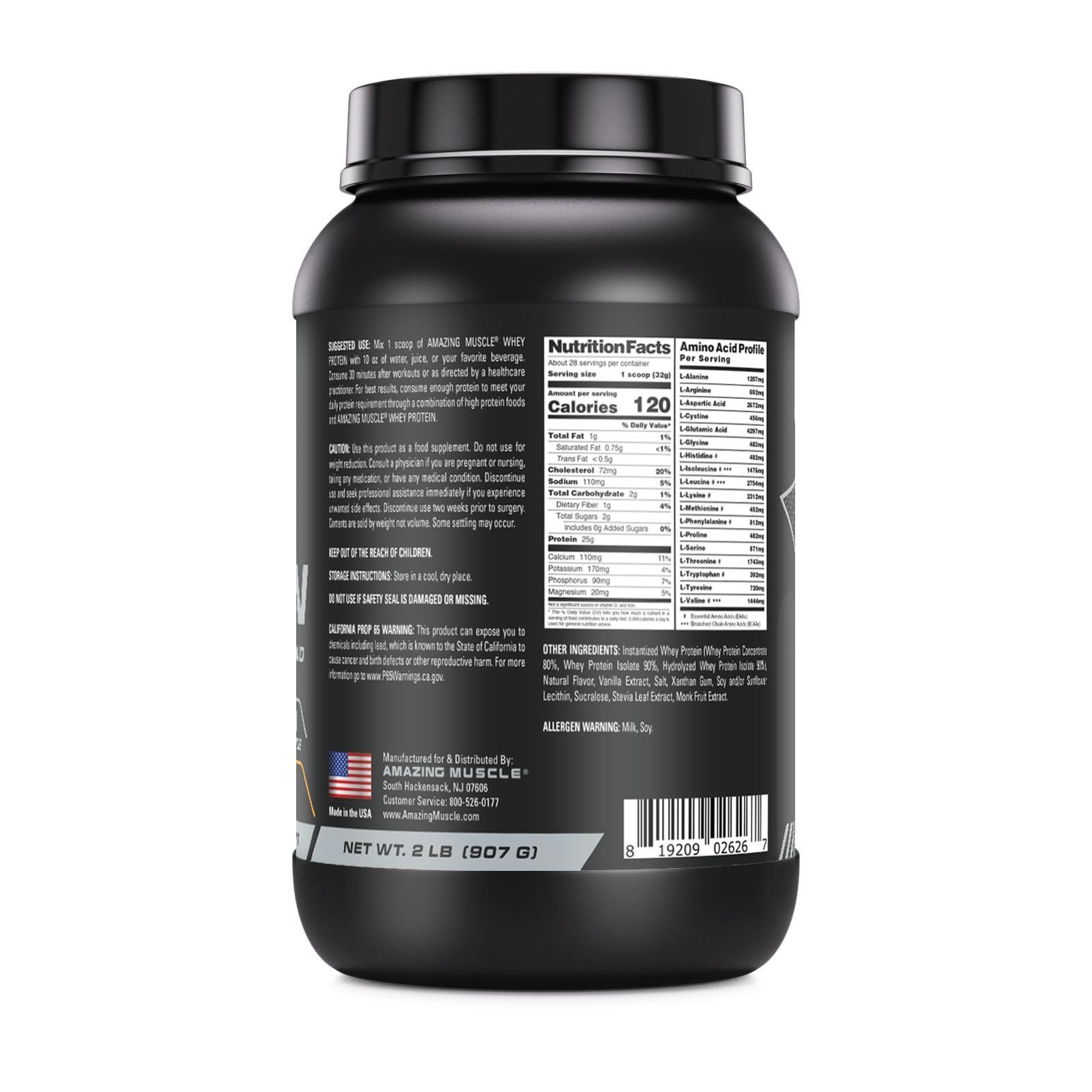 Amazing Nutrition whey doseur indiquant une dose parfaite pour chaque shake.