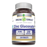 Amazing Nutrition Zinc gluconate 50 mg – bouteille prête à l’usage quotidien.