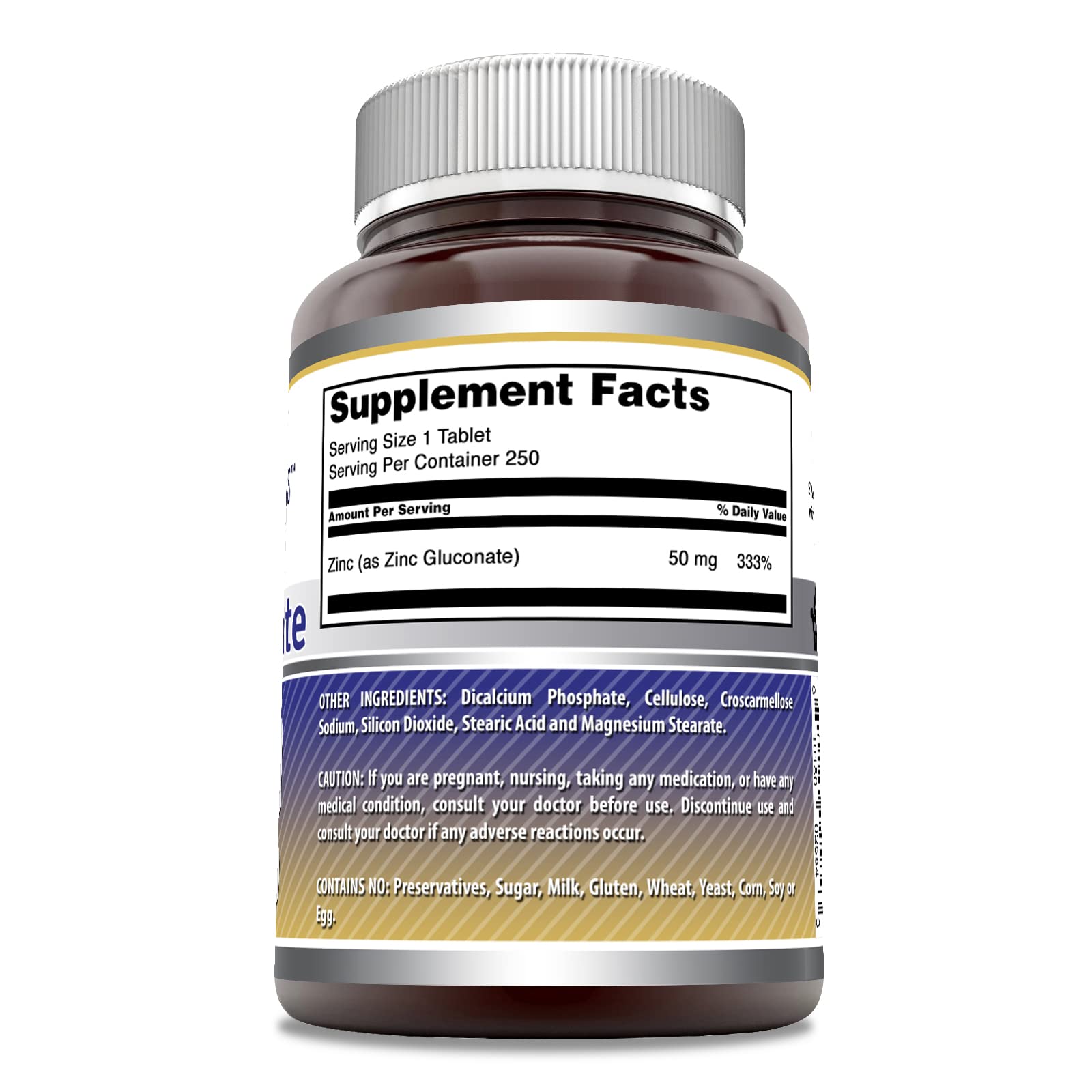 Amazing Nutrition Zinc gluconate 50 mg – comprimés faciles à prendre en déplacement.