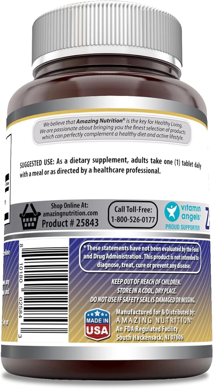 Emballage Zinc Gluconate Amazing Nutrition, emballage clair et sécurité.