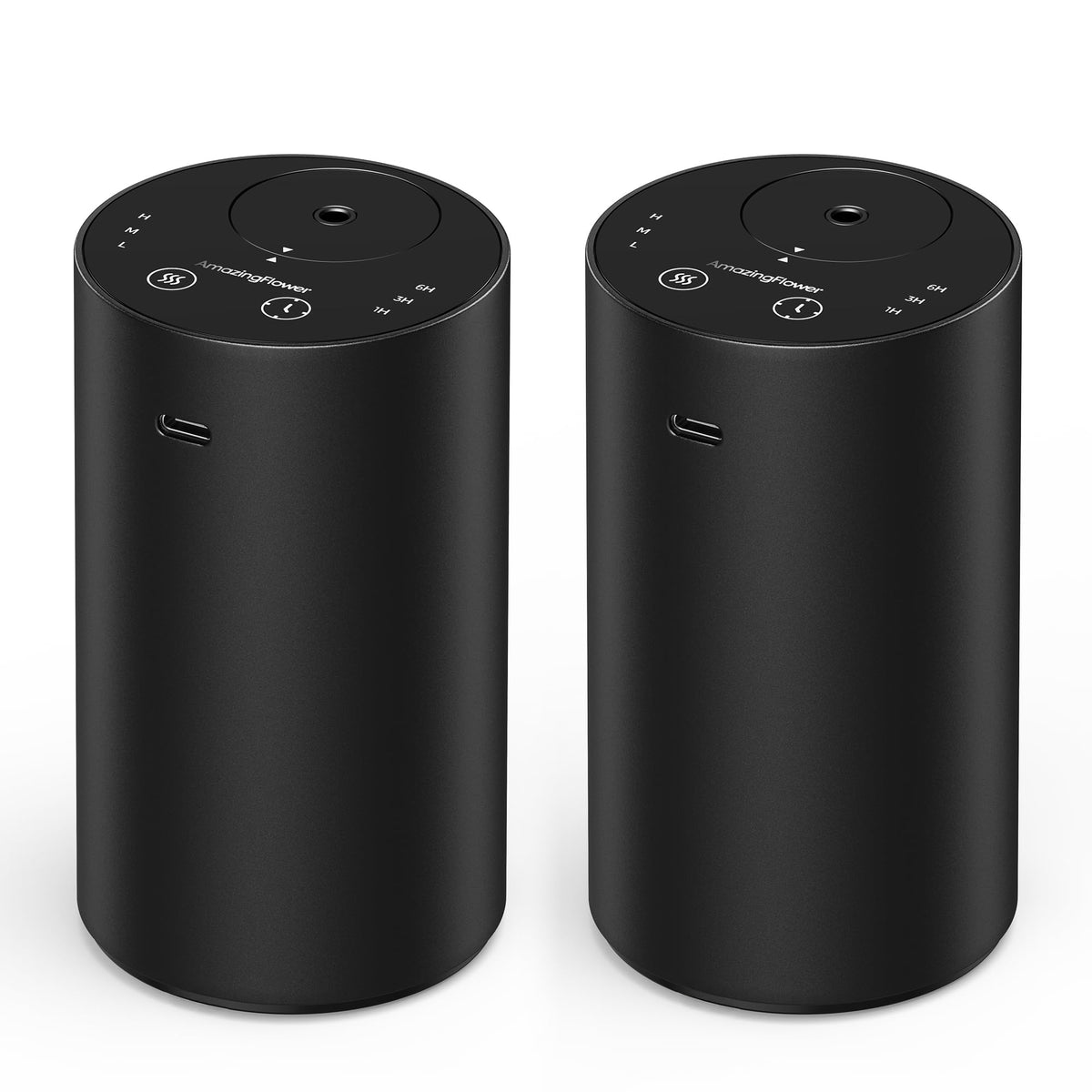 AMAZING FLOWER diffuseur sans eau en aluminium noir, diffusion pure et silencieuse.