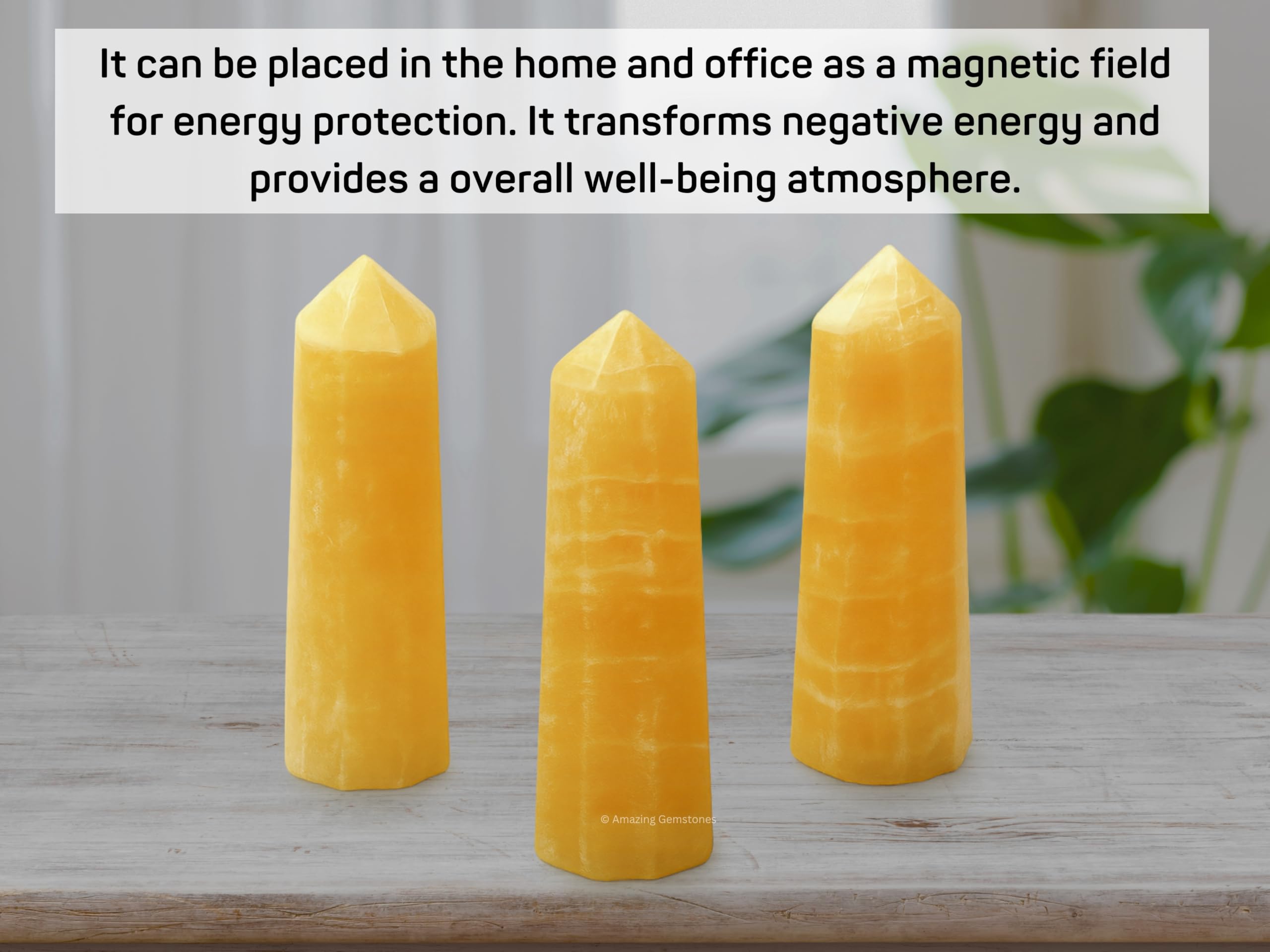Amazing Gemstone nettoyage énergie calcite jaune, entretien et purification faciles.