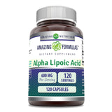 Gélules Amazing Formulas Alpha-Lipoïque 600 mg, bouteille pratique pour usage quotidien.