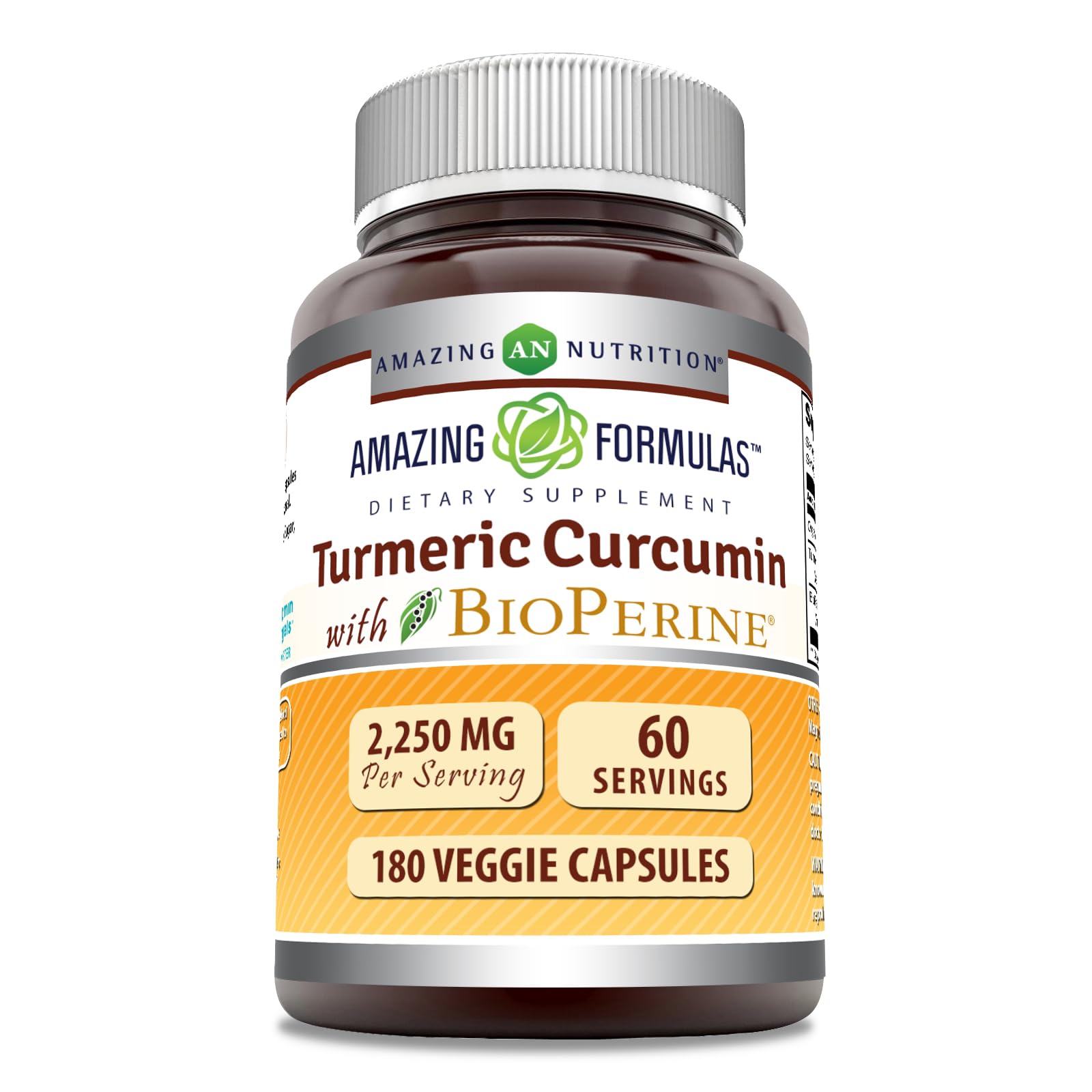 Gélules Amazing Nutrition Curcuma Curcumine Bioperine pour une prise quotidienne pratique.
