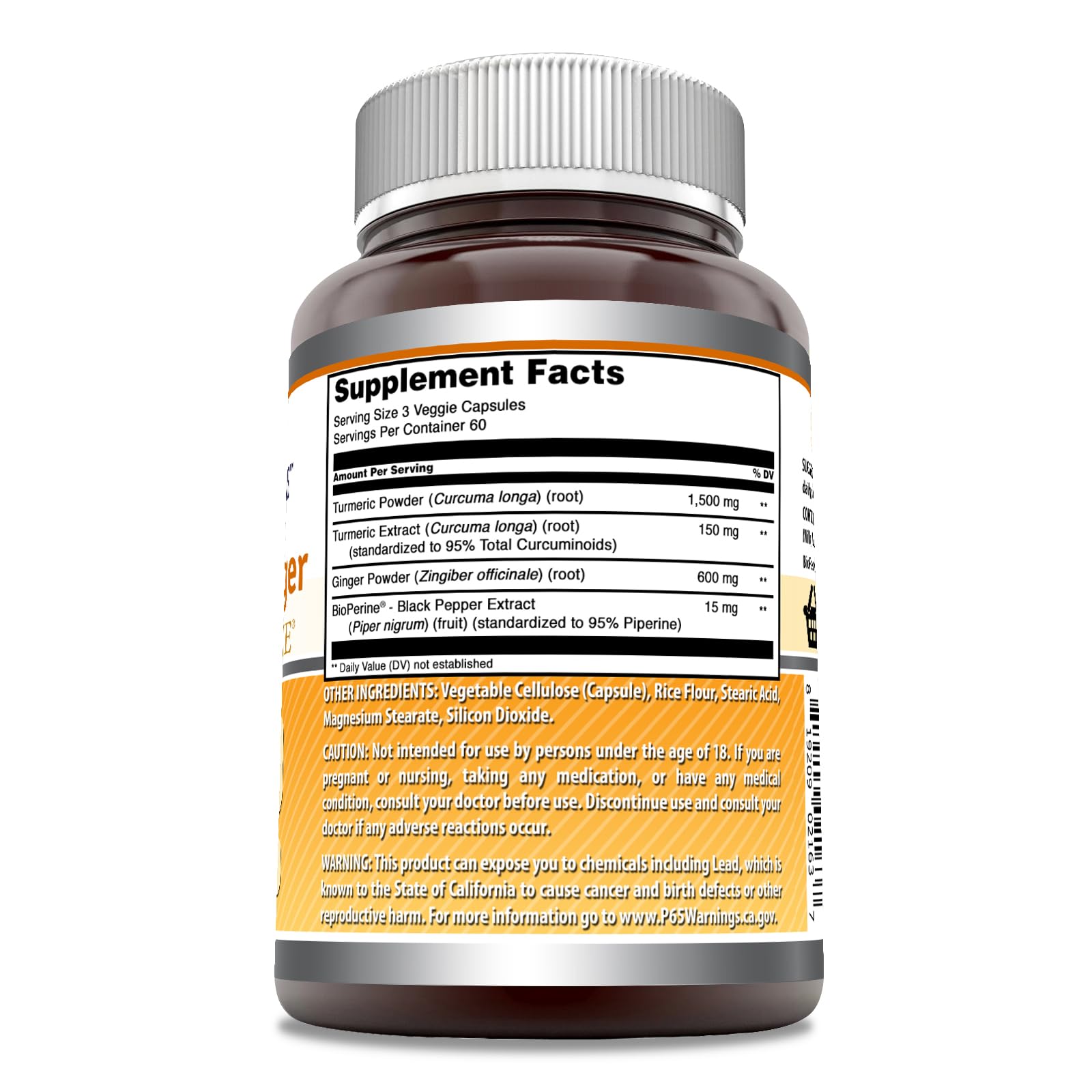 Amazing Nutrition-curcuma-gingembre-bioperine-capsules-veganes: prises faciles pour un mode de vie végétarien.