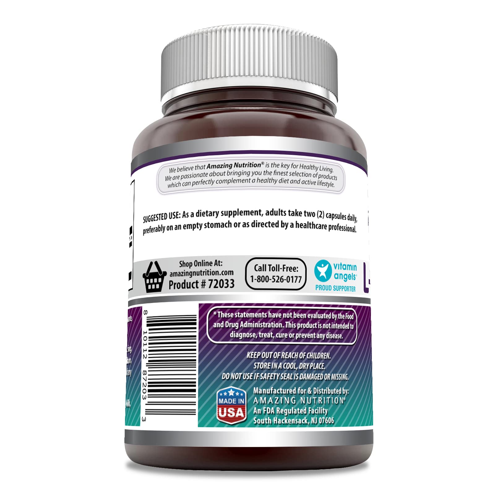 Capsules L-Méthionine d'Amazing Nutrition et emballage clair.