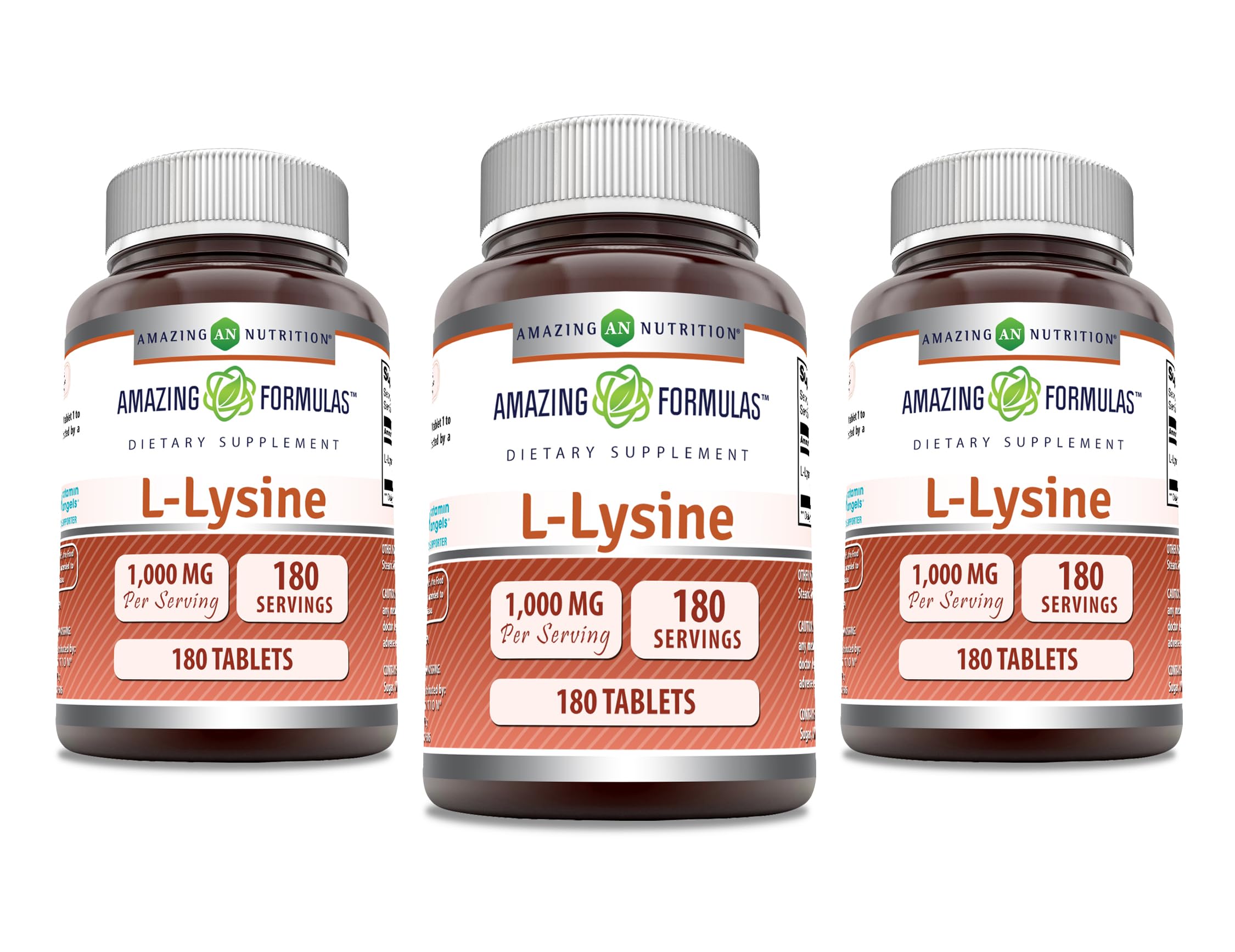 Amazing Nutrition L-Lysine, tablette dans bouteille, soutien nutritionnel quotidien possible.
