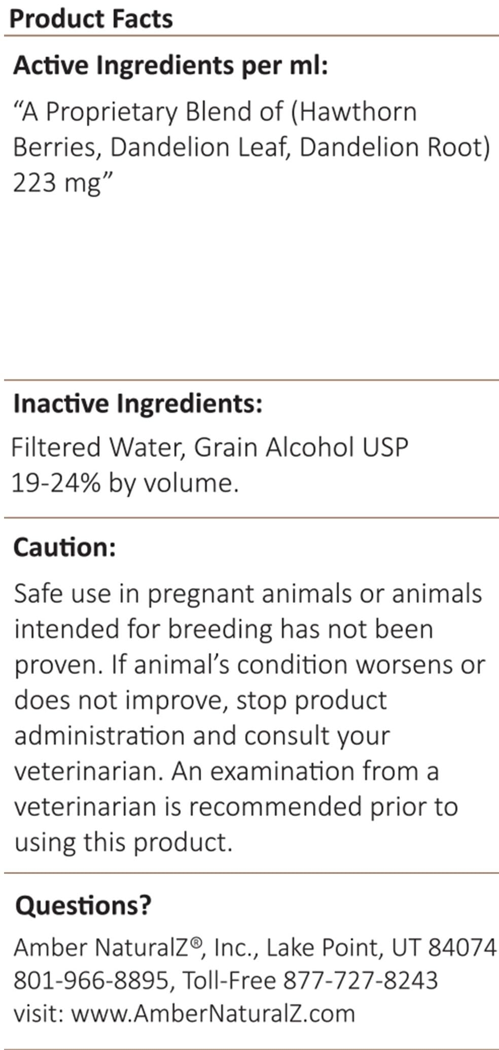 Amber NaturalZ: indications d'utilisation pour chiens, chats, oiseaux et petits animaux.
