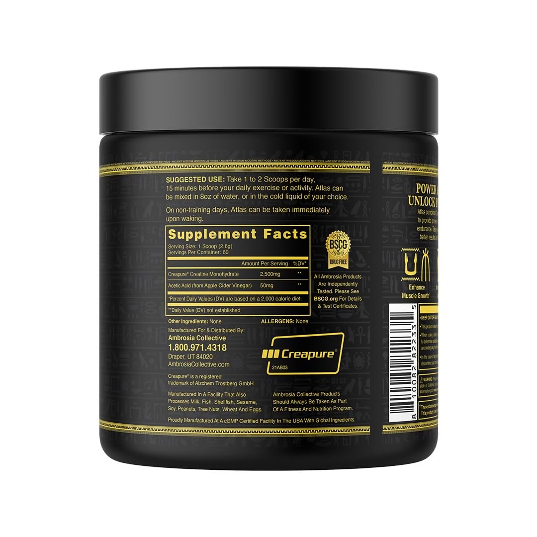 Ambrosia Atlas présentation Créapure, formulation haute pureté pour force et récupération potentielles