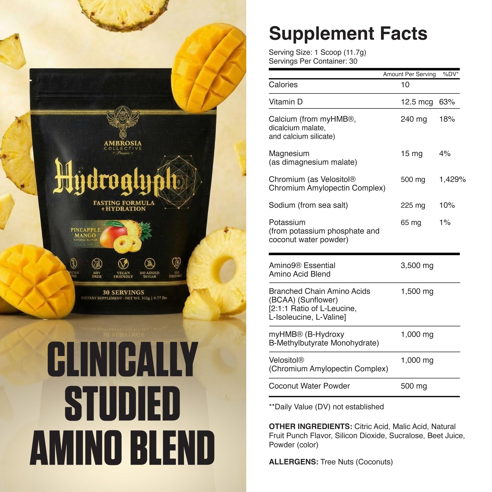 Ambrosia Hydroglyph – sachet d’ingrédients, électrolytes et acides aminés.