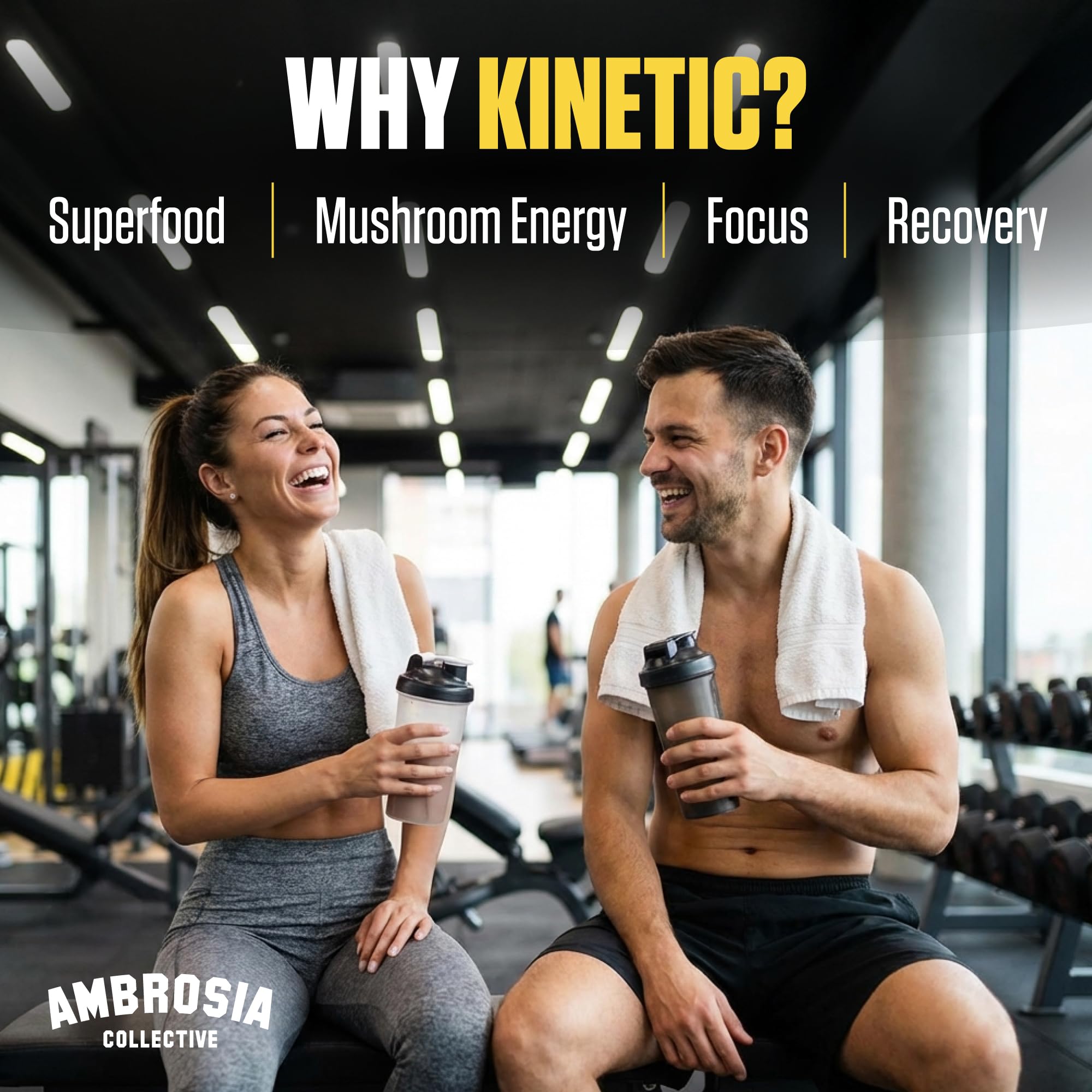 Ambrosia Kinetic – énergie durable sans agitation pendant l'entraînement.