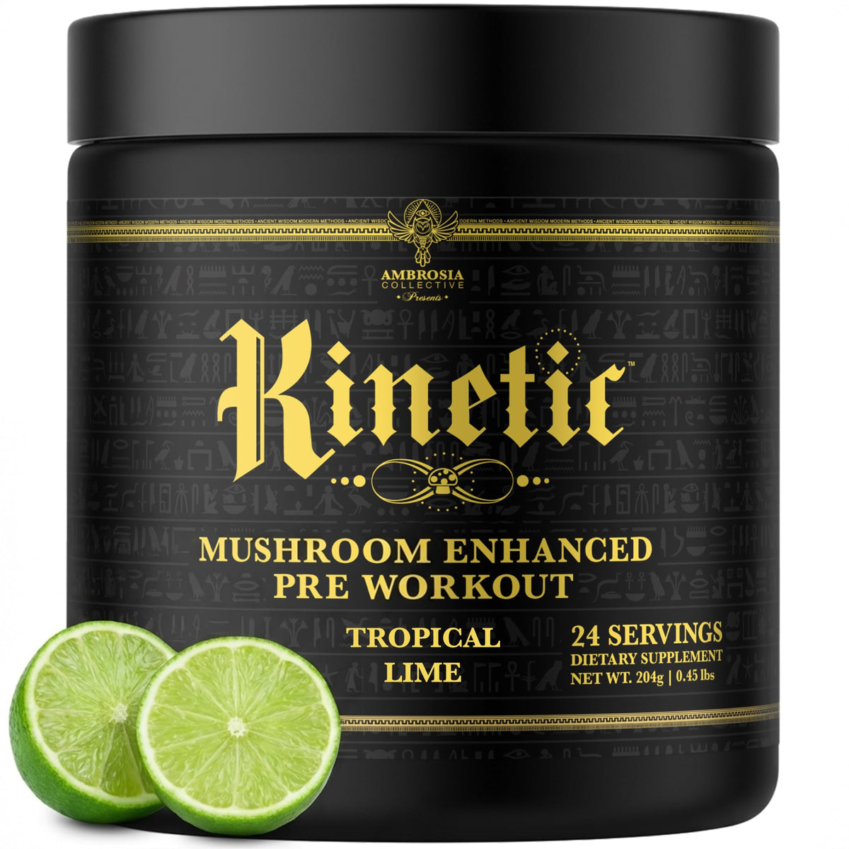 Ambrosia Kinetic – étiquette sur l'emballage avec design premium.