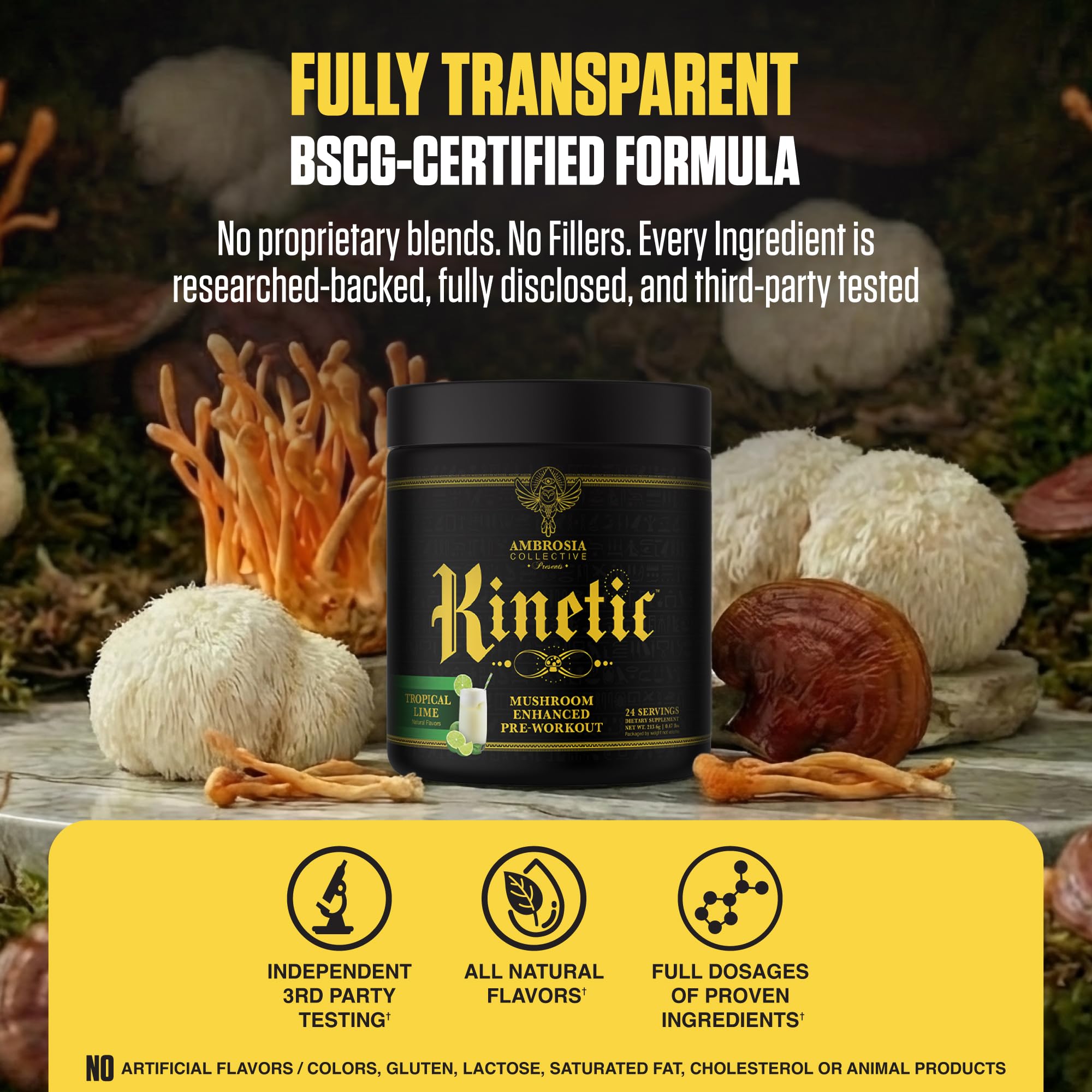 Ambrosia Kinetic – verre avec mélange citron vert tropical.