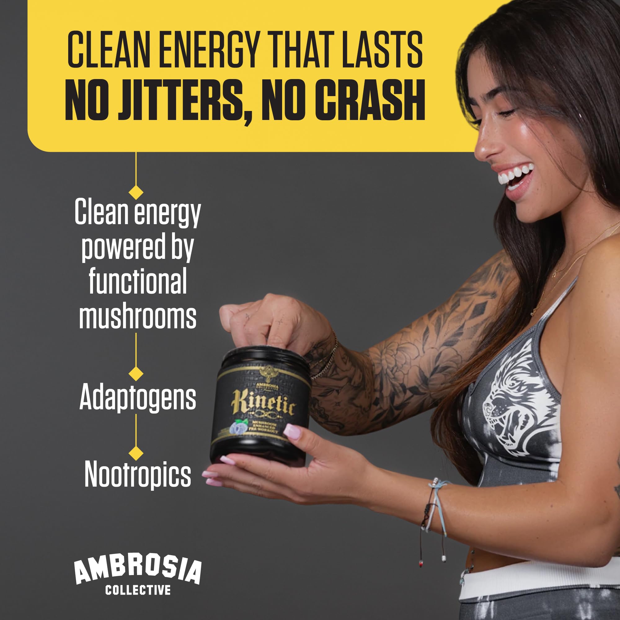 Ambrosia Kinetic – utilisation en salle de sport pour concentration après l'effort.