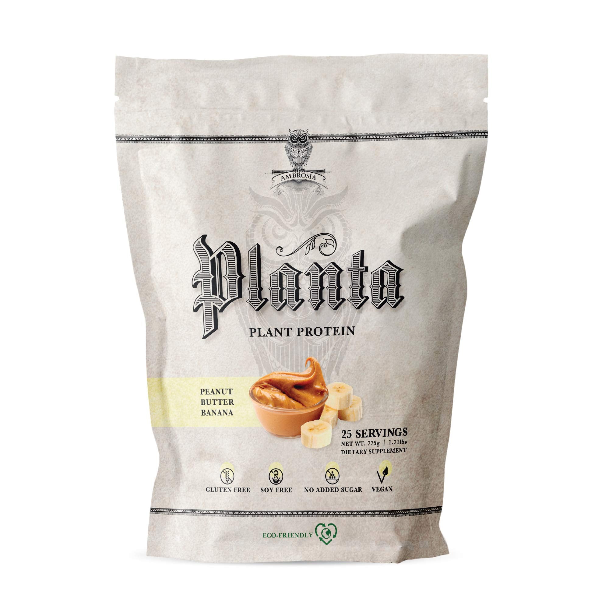 Ambrosia Planta poudre protéinée végétale, 20 g par portion, énergie durable.
