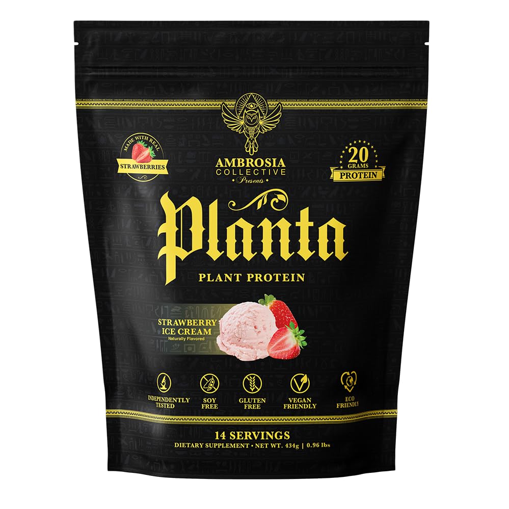 Ambrosia Planta protéine végétale saveur Fraise Crème Glacée, mélange facile à préparer.