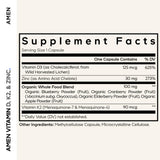 Amen D3 K2 Zinc — capsules visibles, formulation vegan et sans allergènes.