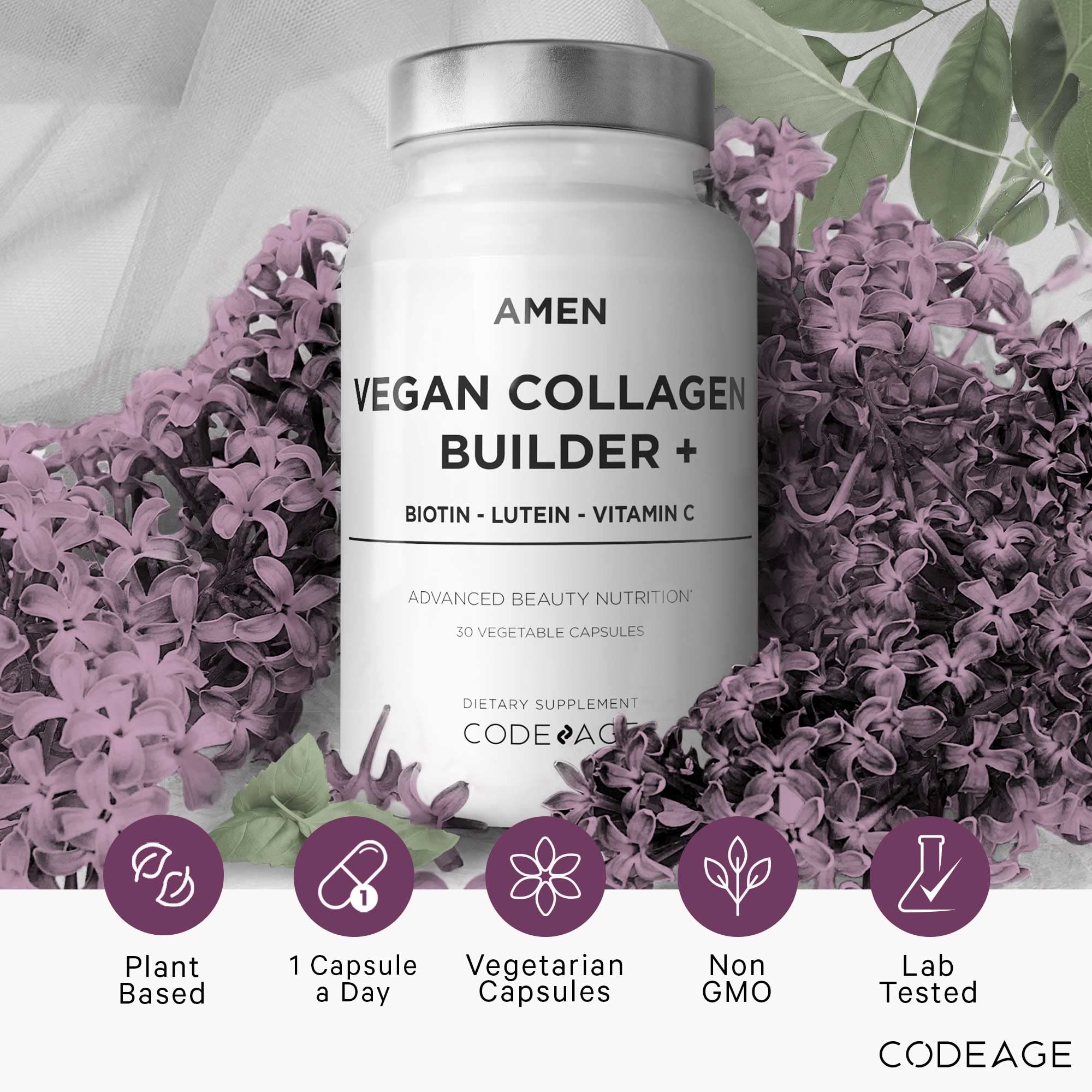 Emballage Amen de 30 capsules, pratique à emporter et prendre.
