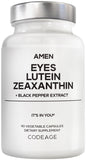 Amen Eyes Lutein Zeaxanthin – bouteille et gélules, soutien quotidien des yeux.