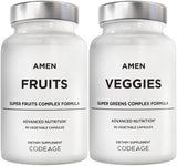 Amen Fruits + Veggies – bouteille montrant le mélange fruits et légumes pour une nutrition quotidienne
