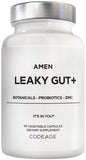 Amen Leaky Gut, bouteille de capsules pratique pour le soutien digestif potentiel.