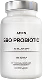 Amen SBO Probiotic dans sa bouteille, soutient l'équilibre intestinal au quotidien.