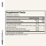 Amen Vitamin C+ avec sureau, quercétine et cynorhodon pour un mélange nutritif.