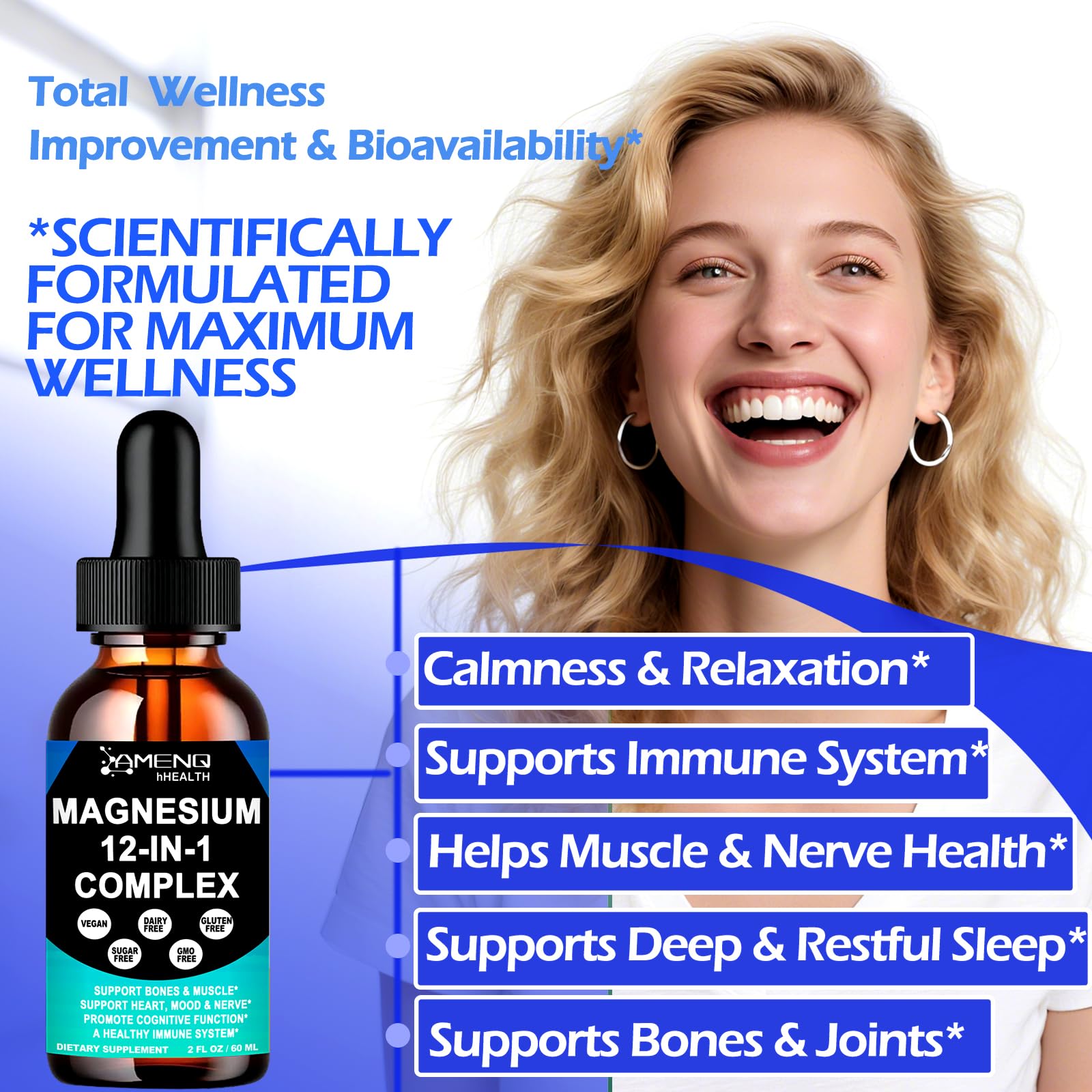 AMENQ hHEALTH Magnesium 12 en 1 – doseur 2 ml: dosage précis facilité.