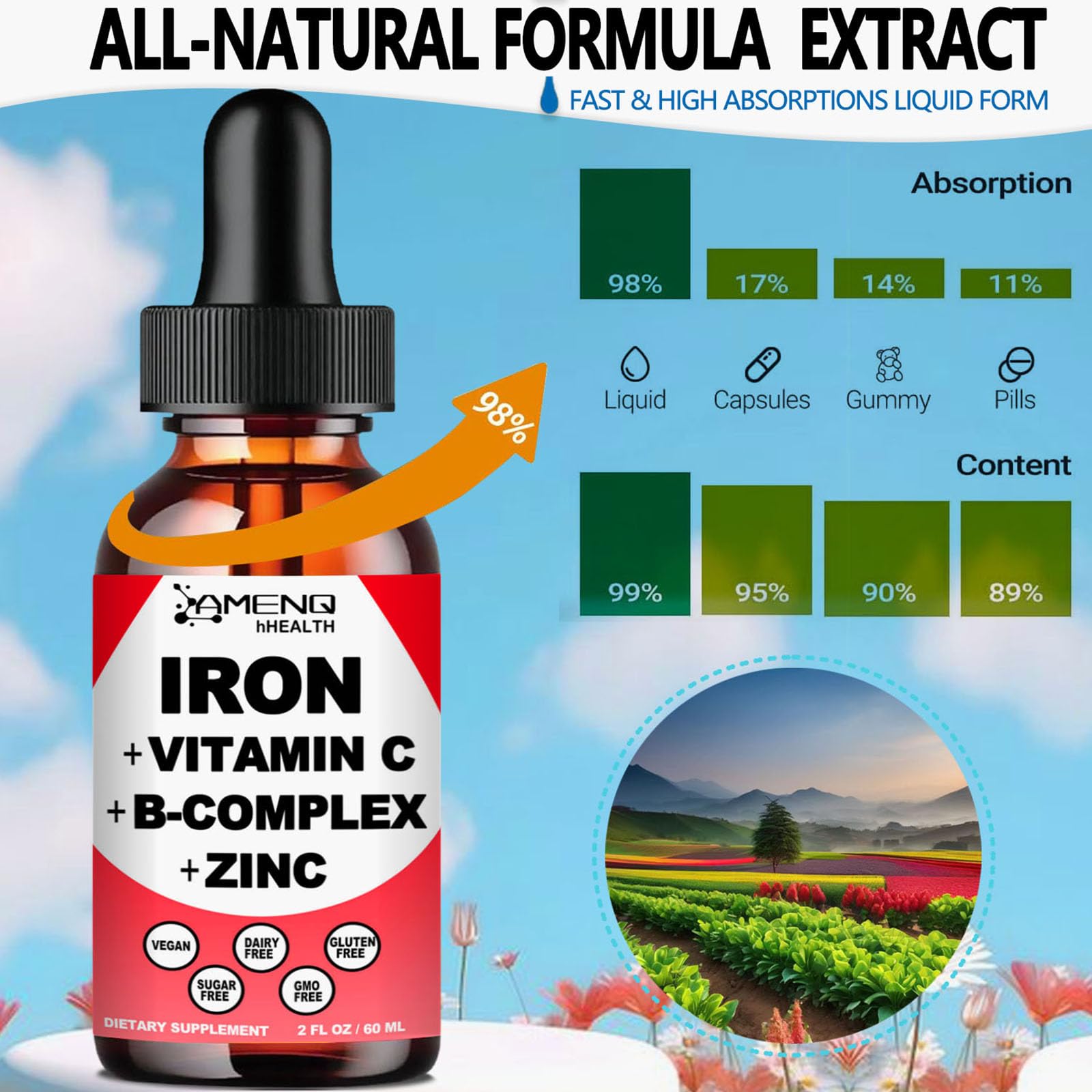AMENQ hHEALTH produit vegan sans OGM sans gluten, adapté à divers régimes