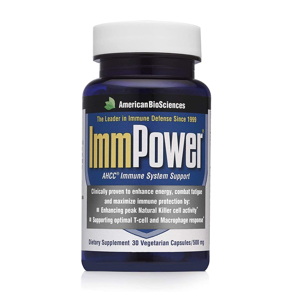 American BioSciences ImmPower – bouteille de capsules pour soutien immunitaire potentiel.