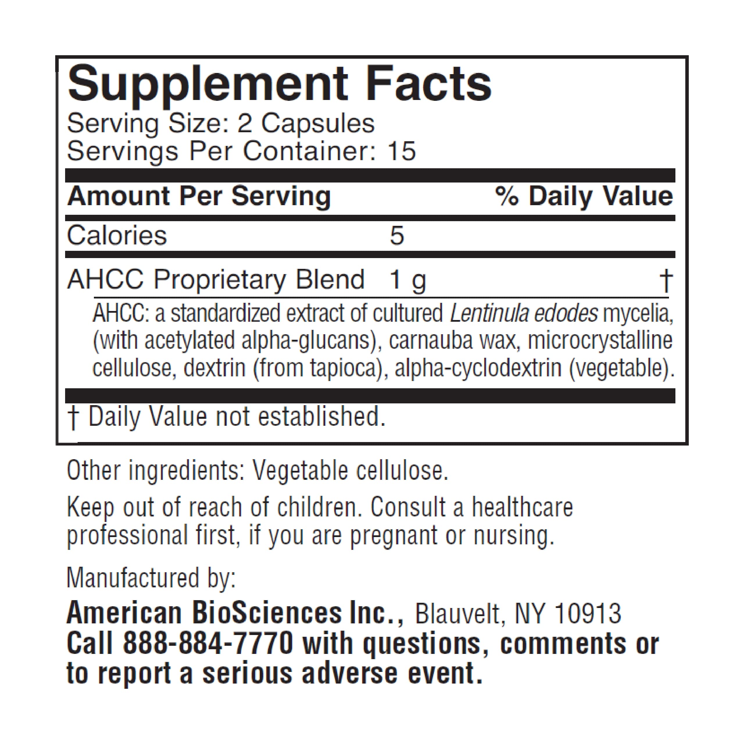 ImmPower AHCC American BioSciences — capsules végétariennes 500 mg, absorption rapide.