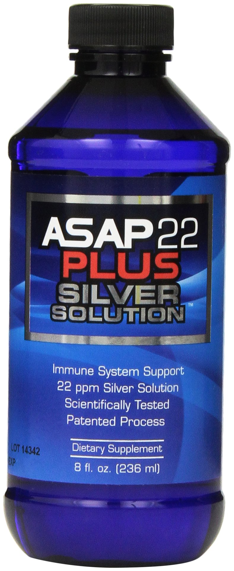 ASAP 22 Plus American Biotech Labs – bouteille montrant la solution argentée et son utilisation.