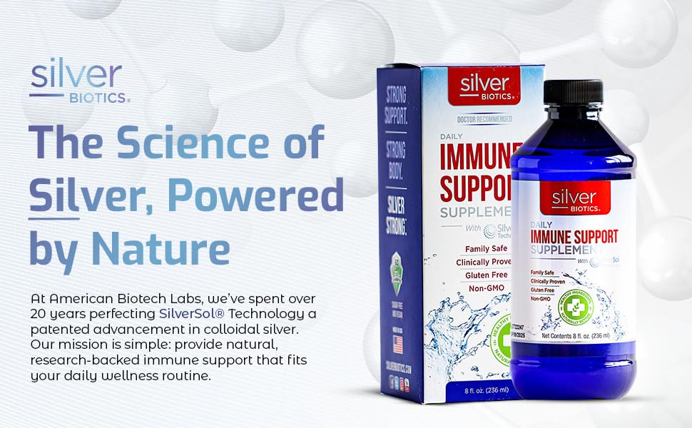 American Biotech Labs Silver Biotics, emballage durable, choix responsable.