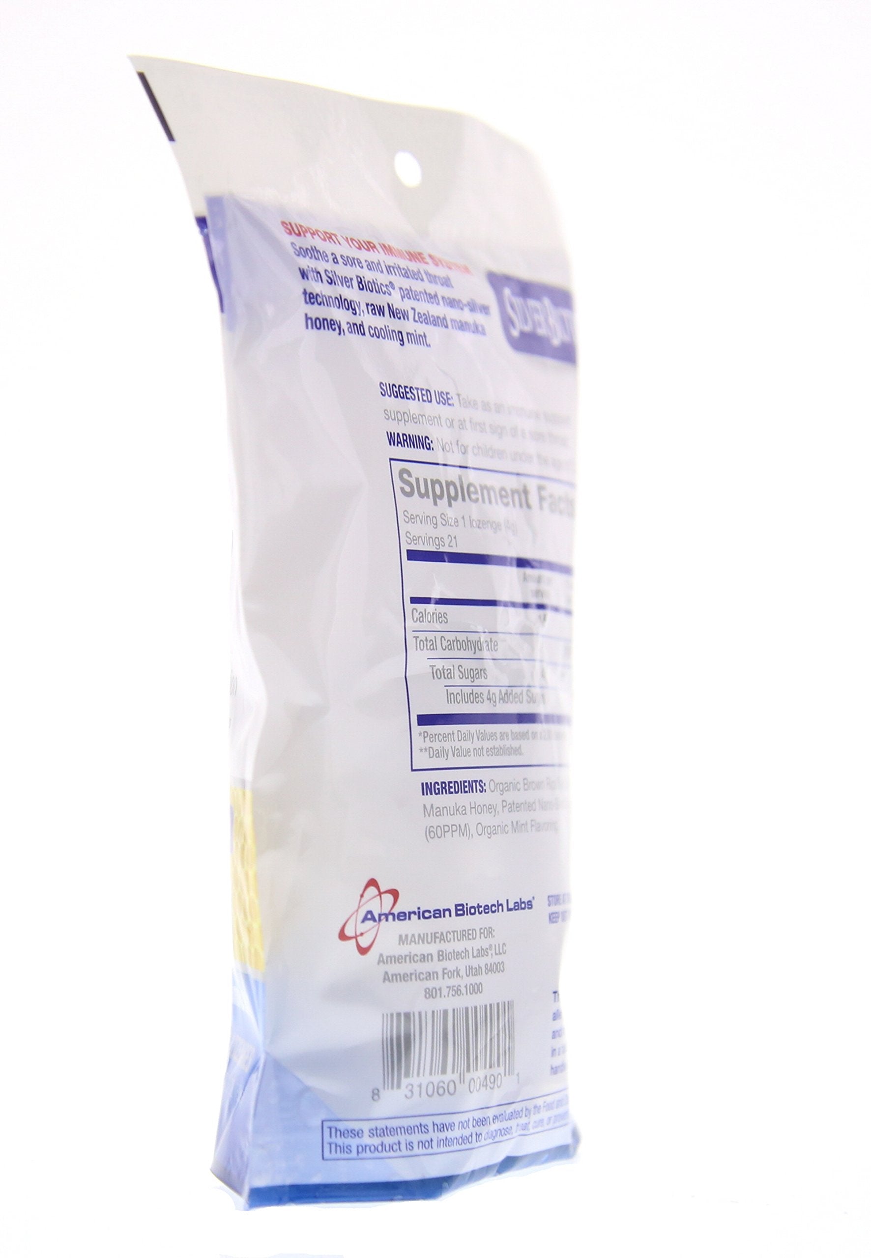 Texture douce des pastilles Silver Biotics apportant une sensation rafraîchissante lors de la dégustation.