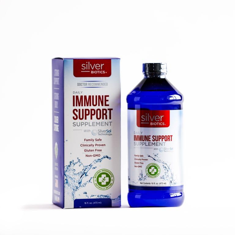 Notice SilverBiotics détaillant le dosage pour adultes et enfants.