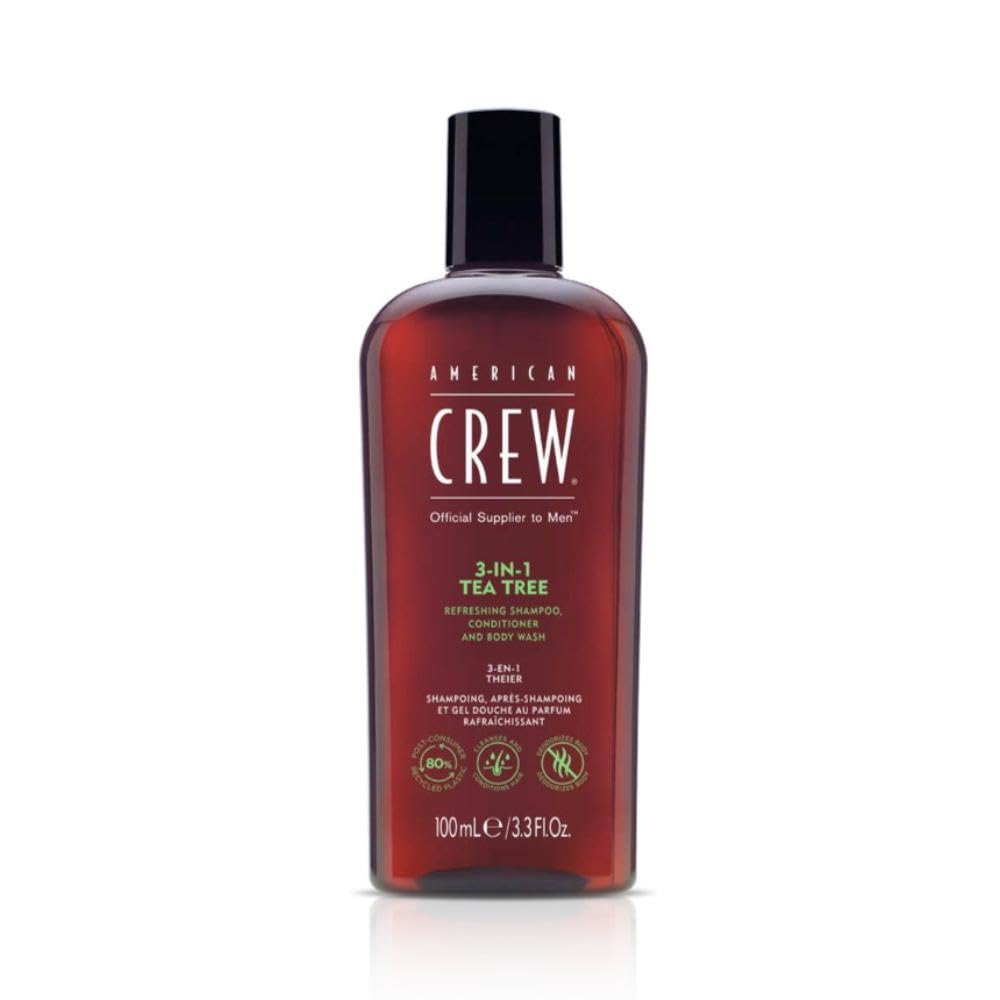 AMERICAN CREW arbre-a-the 3-en-1 bouteille prête pour le rituel quotidien.