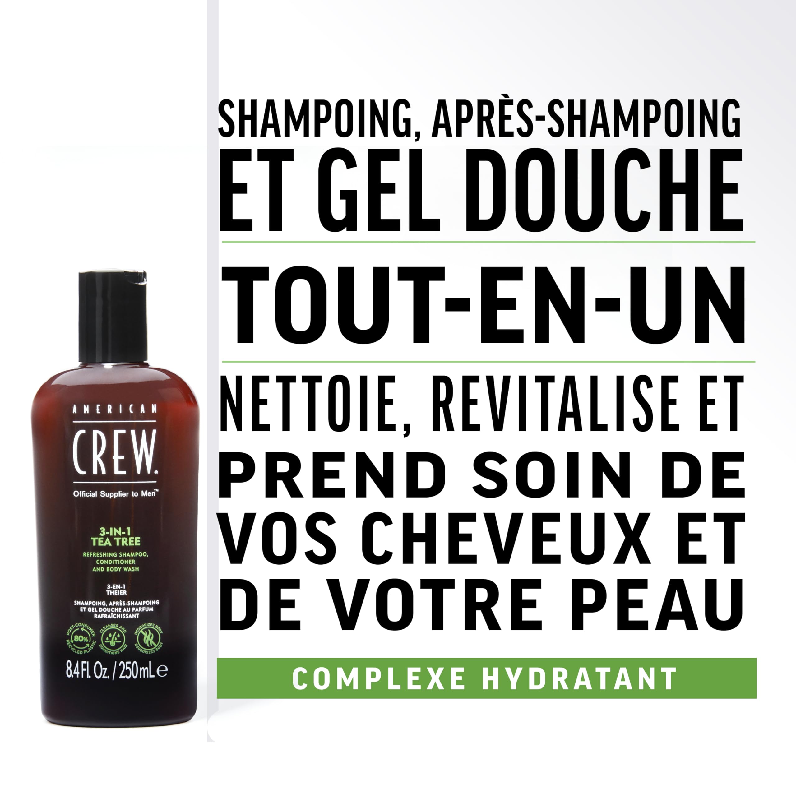 AMERICAN CREW arbre-a-the-1 3-en-1 peau douce après la douche.