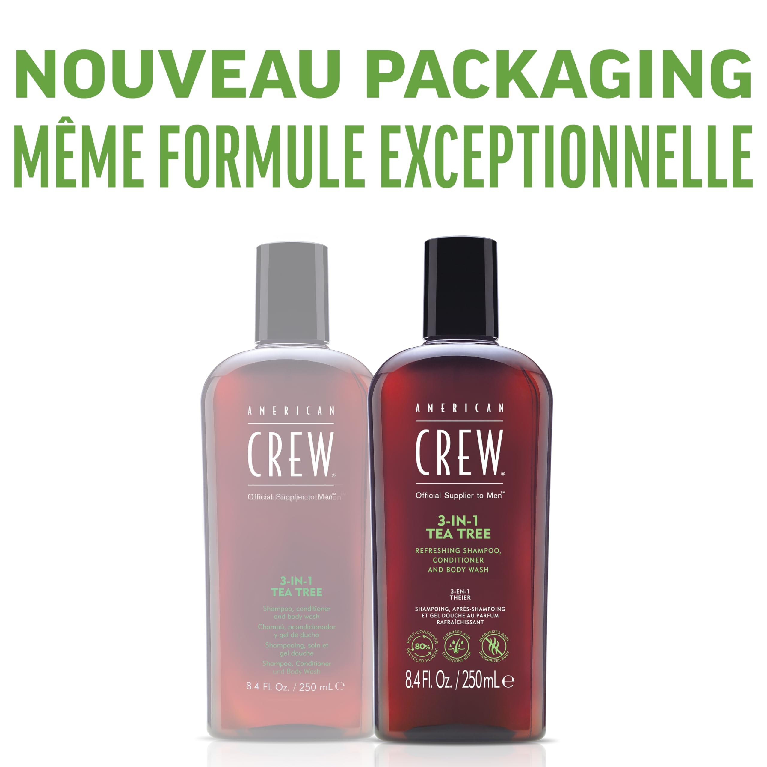 AMERICAN CREW arbre-a-the-1 3-en-1 texture agréable et soyeuse.